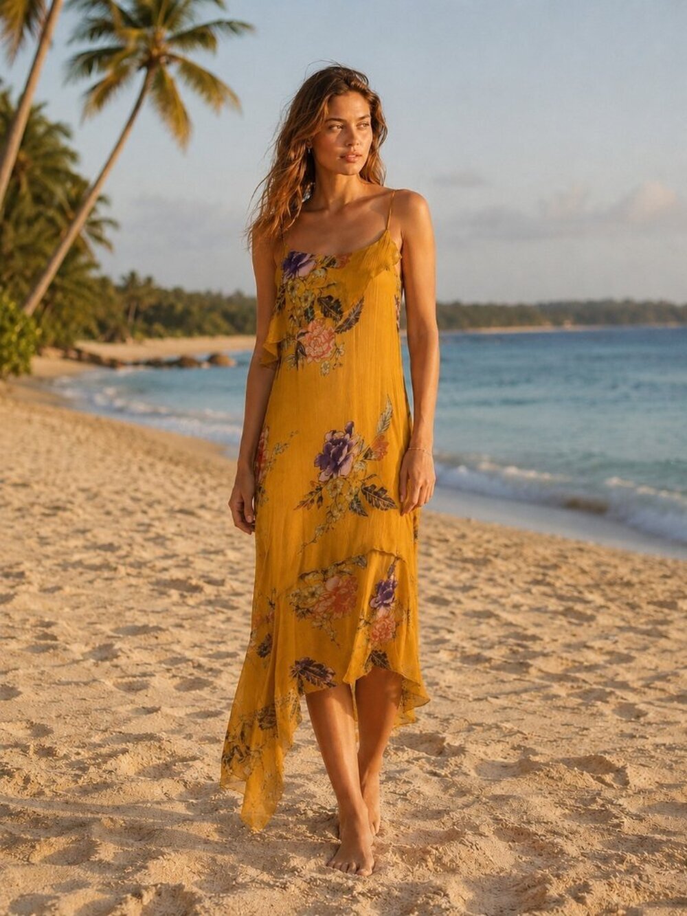 Urban Outfitters Ecote Floral Chiffon Asymetrical Coquette Slip Dress